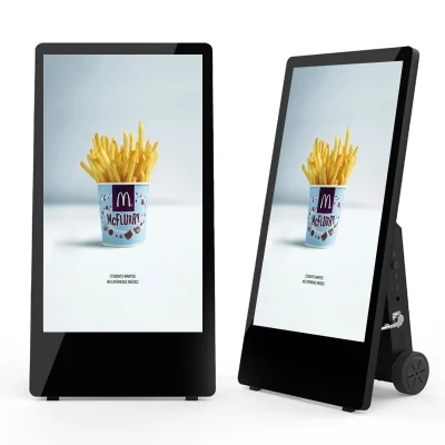1500 Nits Semi-Door 43 Inch Battery Powered Portable Digital Poster Outdoor Movable Totem Battery Powered LCD Digital Signage