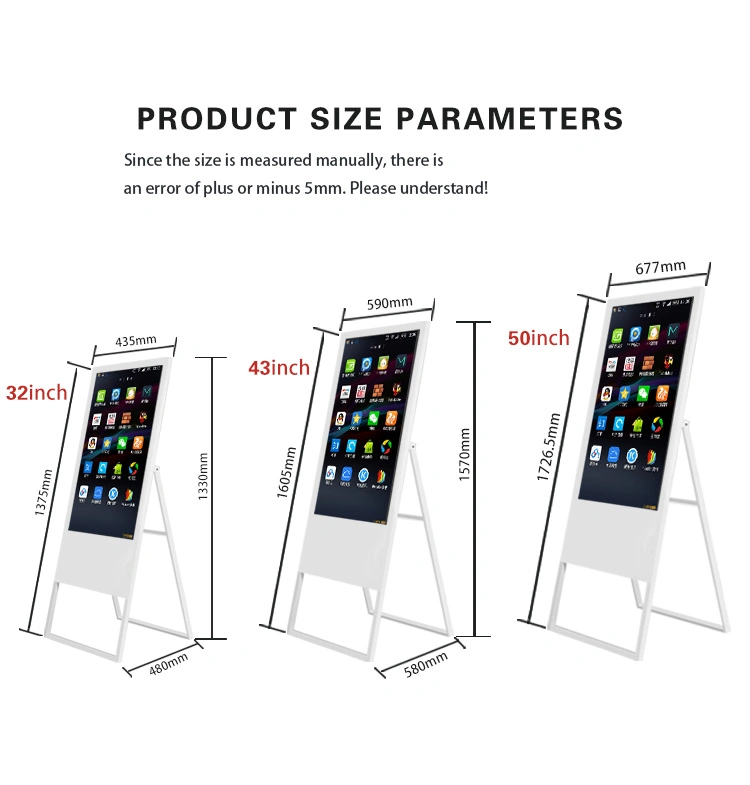 Portable Customized 32 Inch Indoor Wall Mount WiFi Advertising Digital LCD Battery Moveable Portable Digital Signage