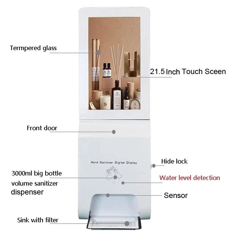 21.5&prime;&prime; Automatic Hand Sanitizer Dispenser Digital Signage Advertising LCD Screen Display