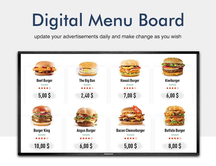 43 Inch Wall-Mounted LCD Advertising Monitor Digital Menu Board