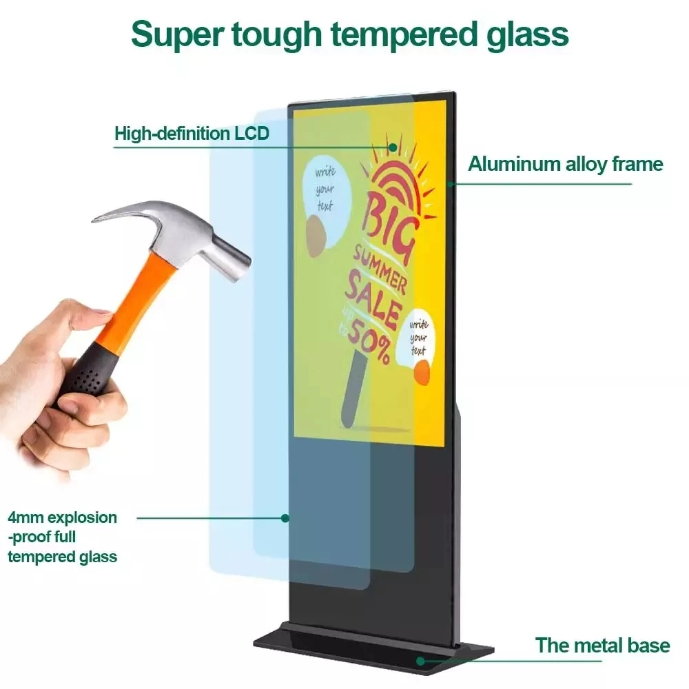 Floor Standing LCD Display Touch Screen Price Advertising LED Display Screen 55&quot; Advertising LCD Display 55 Inch Floor Stand Digital Signage