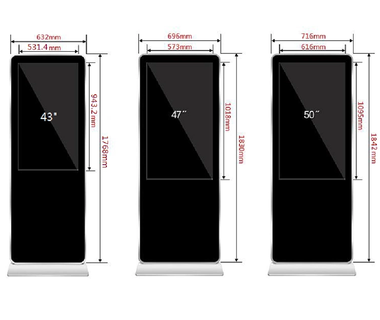 47&quot; 55&quot; Touch Screen Floor Standing Digital Signage Display