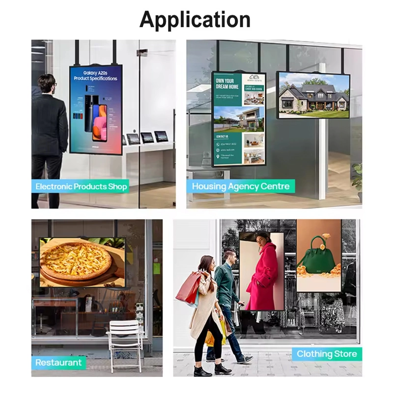 43 55 65 75 85 Inch 2500nits High Brightness IPS 4K UHD Android Windows Wall Mounted Ceiling Mounting Shop Window Player LCD Advertising Digital Signage