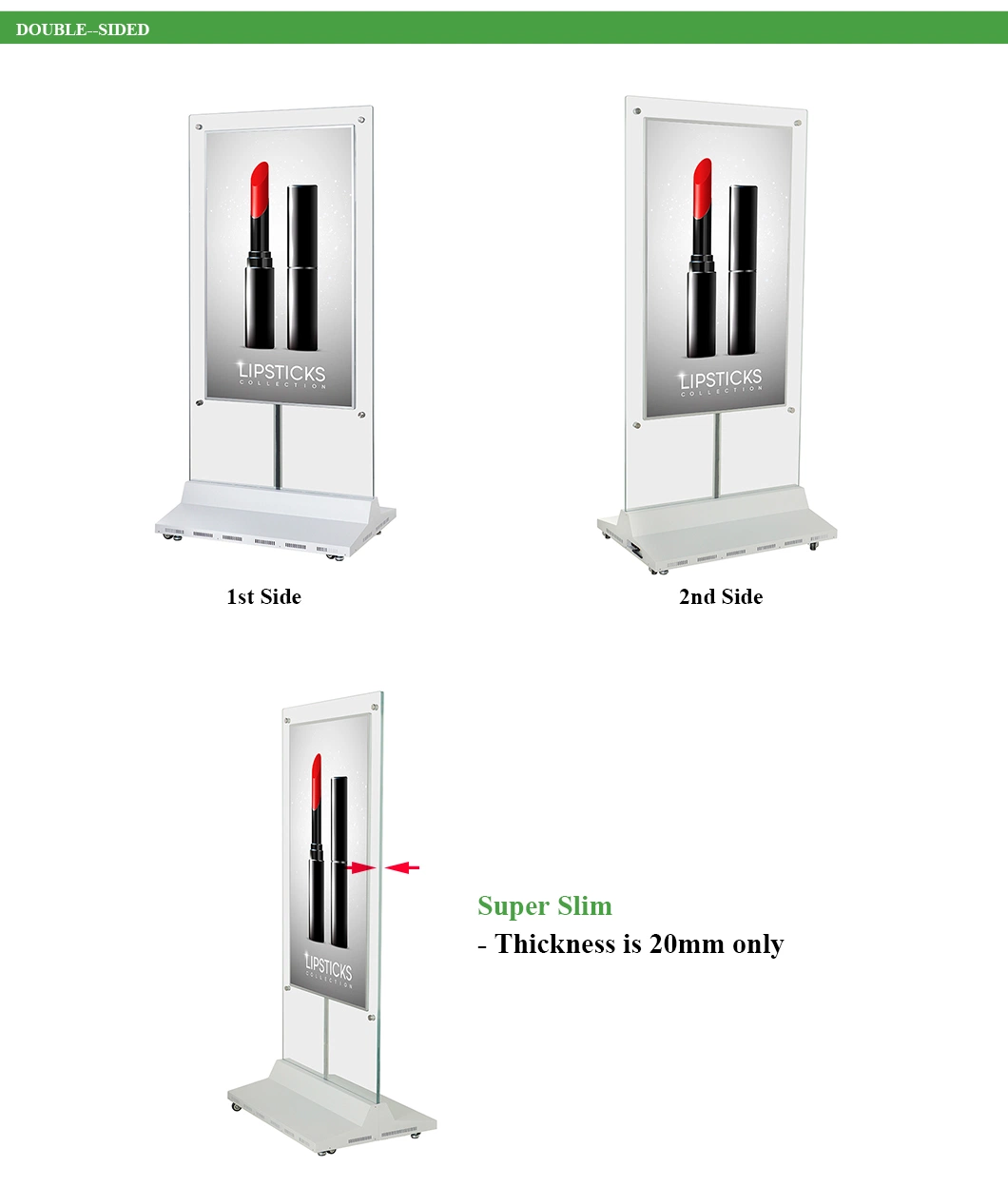 Indoor Menu Floor Standing Glass Retail LCD Board Digital Panel Display Player Signage