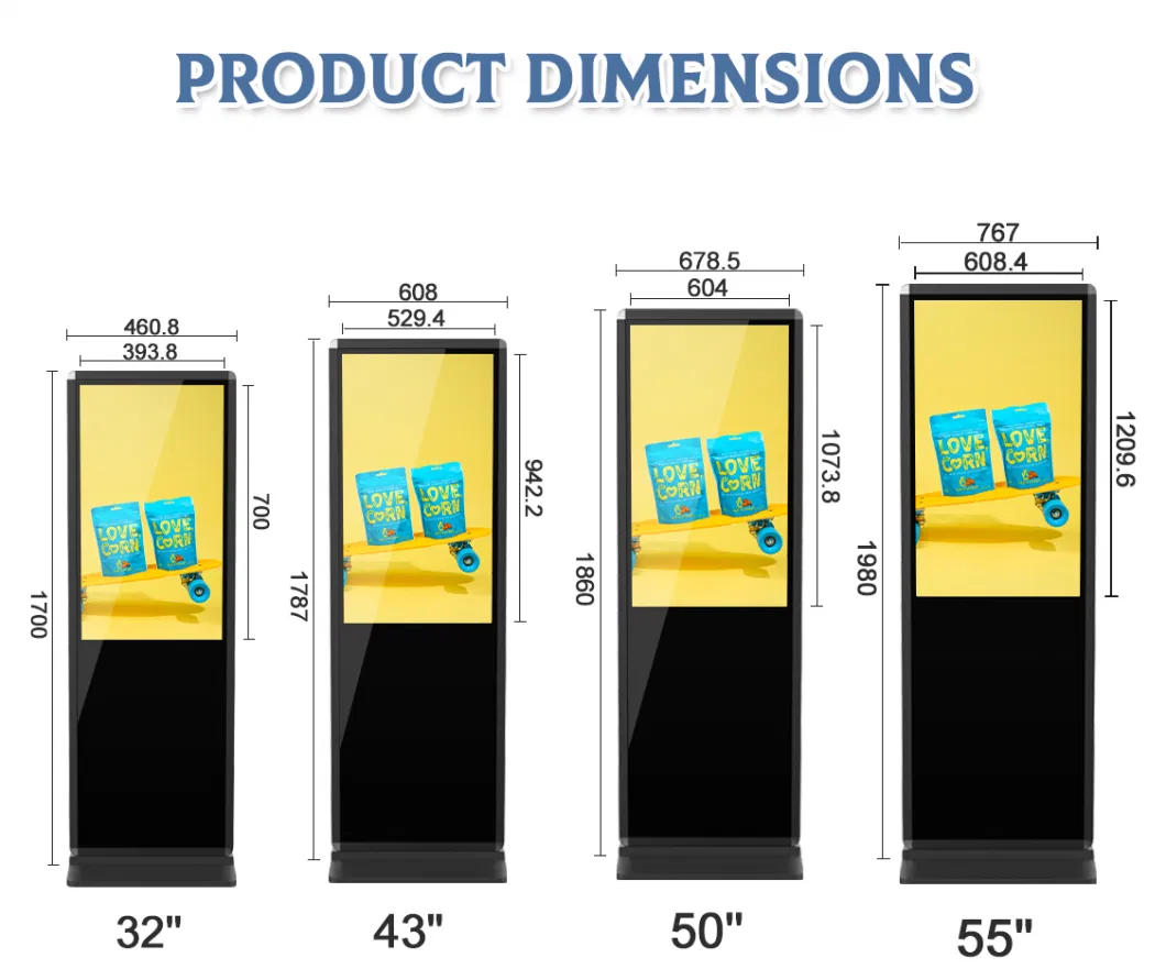 LCD Portable Android Touch Screen Portable Floor Stand Indoor Digital Signage