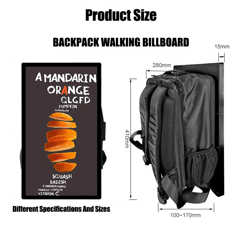 Custom Wholesale Walking Billboard LCD Portable Backpack Advertising Digital Signage