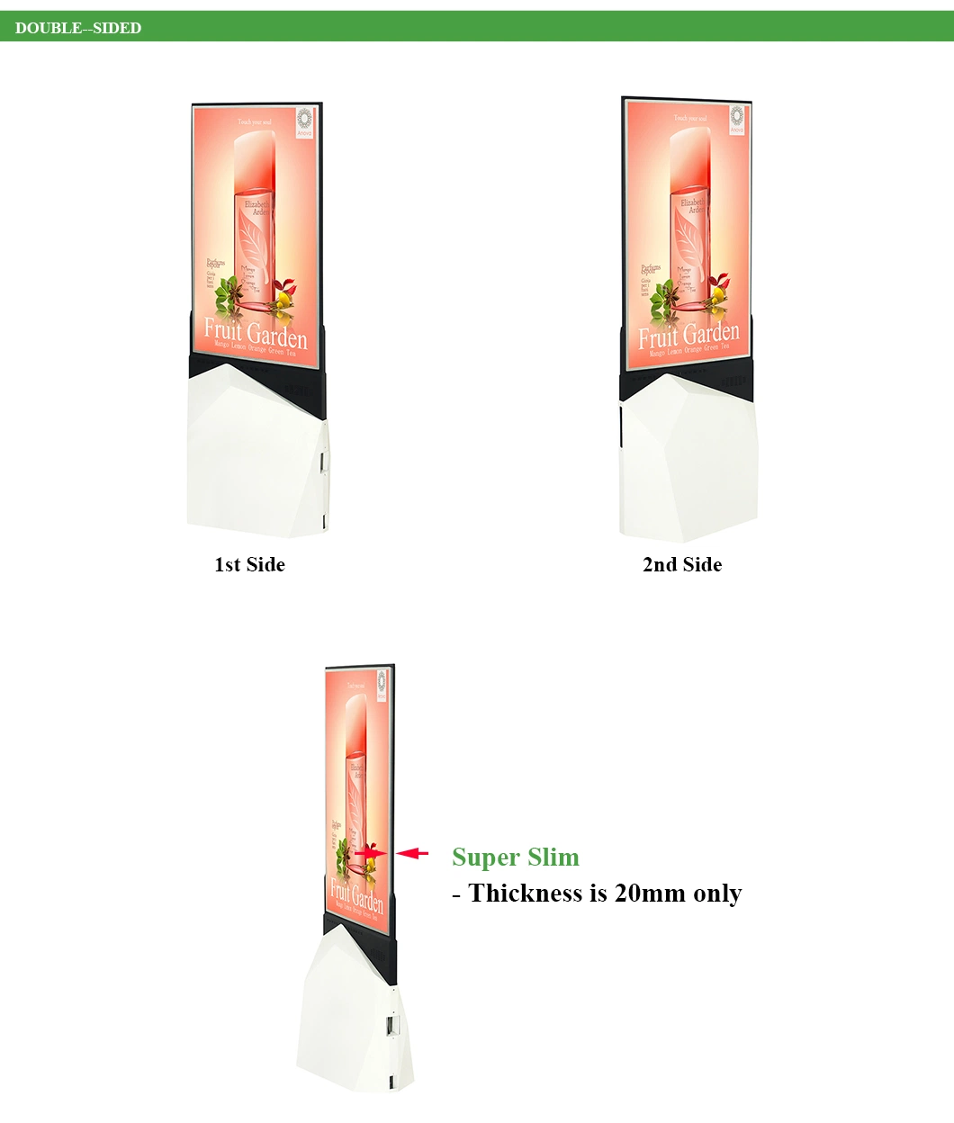 Diamond Shape Standing Double Side Slim Capacitive Touch Screen LCD Digital Signage