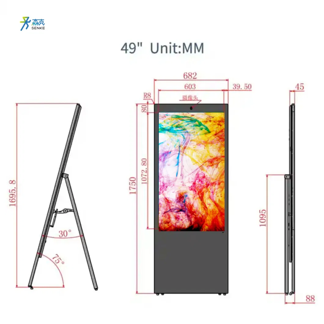 Senke Foldable Portable Free Stand Digital Floor Signage 43inch Outdoor Floor Standing Digital Signage