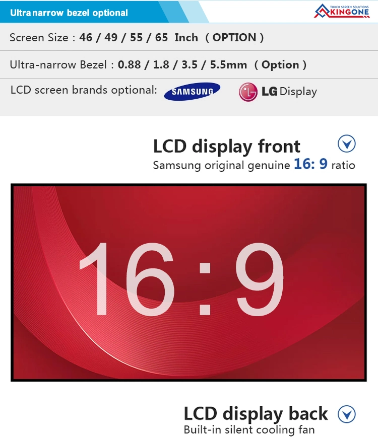 High Resolution Digital Signage Narrow Bezel Seamless 55&quot; 4K Touch Screen LCD Video Wall