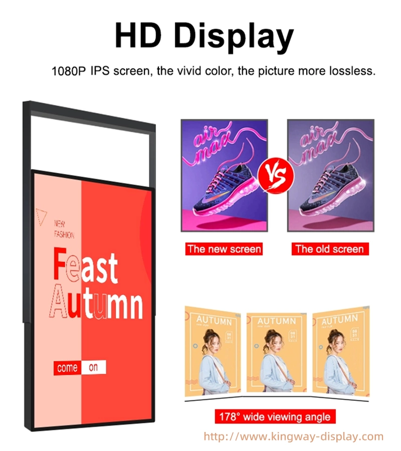 43 55 65 Inch 2K4K HD Brightness Floor Standing / Wall Mount Window Facing Display Signage and Displays Digital Menu Board