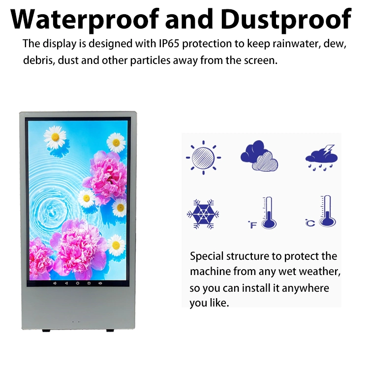 43 Inch Battery Rechargeable Moveable 4K Digital Signage and Displays Outdoor Waterproof Advertising Screen