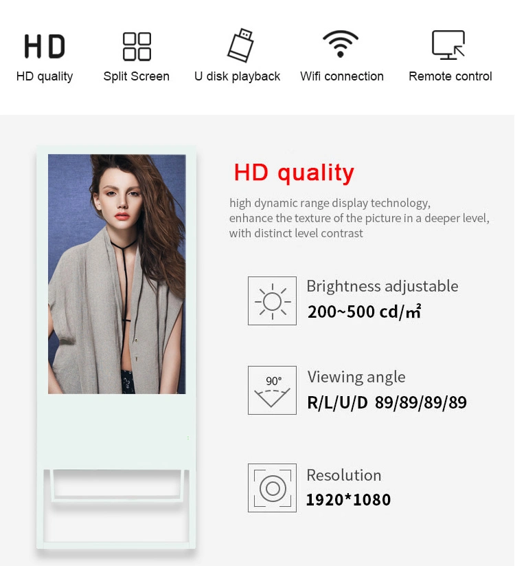 Portable Customized 32 Inch Indoor Wall Mount WiFi Advertising Digital LCD Battery Moveable Portable Digital Signage