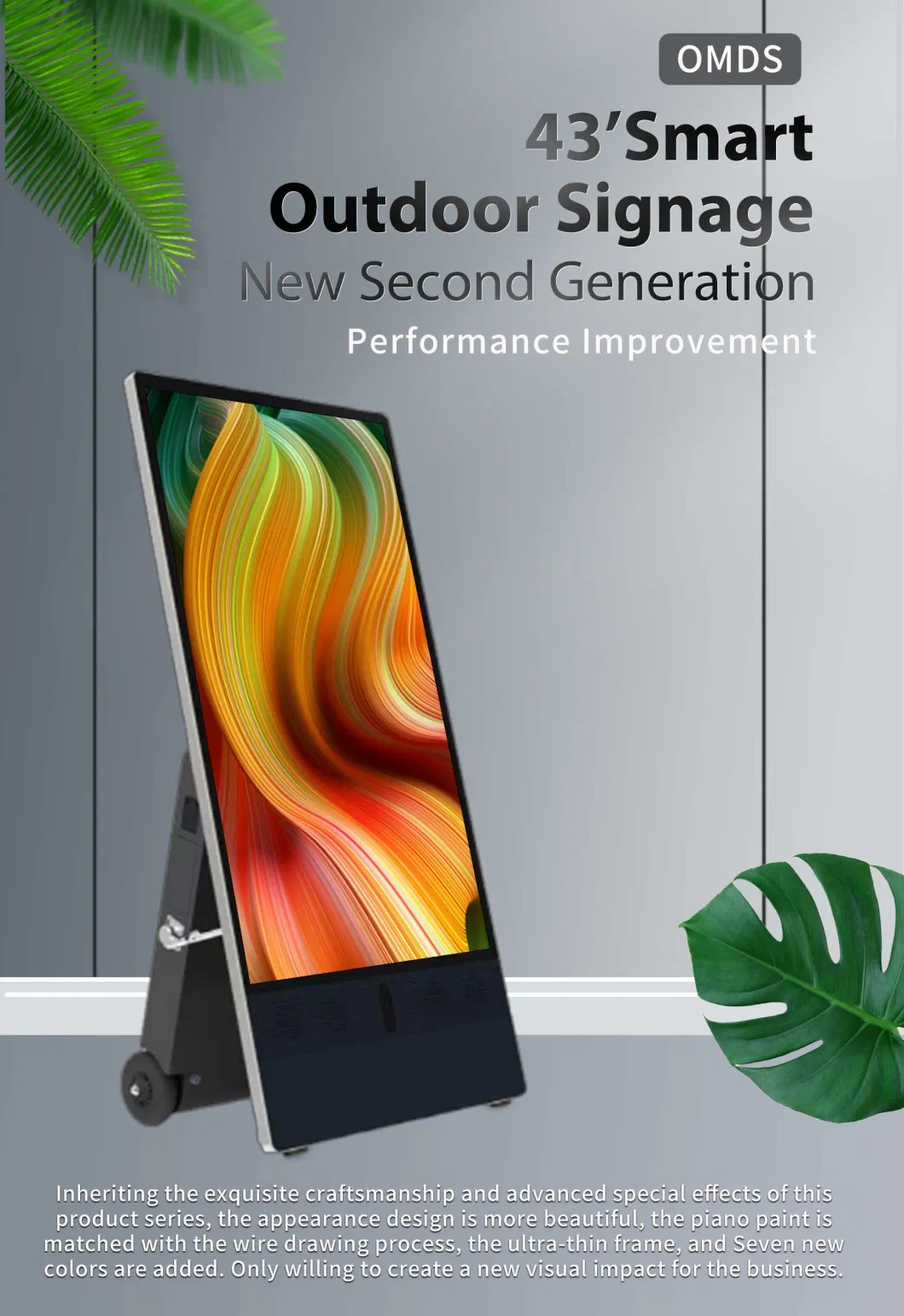 Ultra-Slim Outdoor Lithium Battery Powered Portable LCD Touch Screen Moveable Restaurant Digital Signage