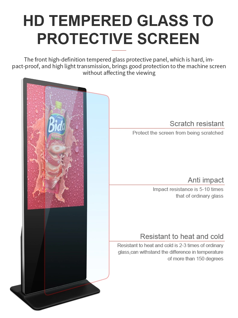 55 Inch Loops Autoplay Standing Advertising Display Media Players Touch Screens Digital Signage Advertising