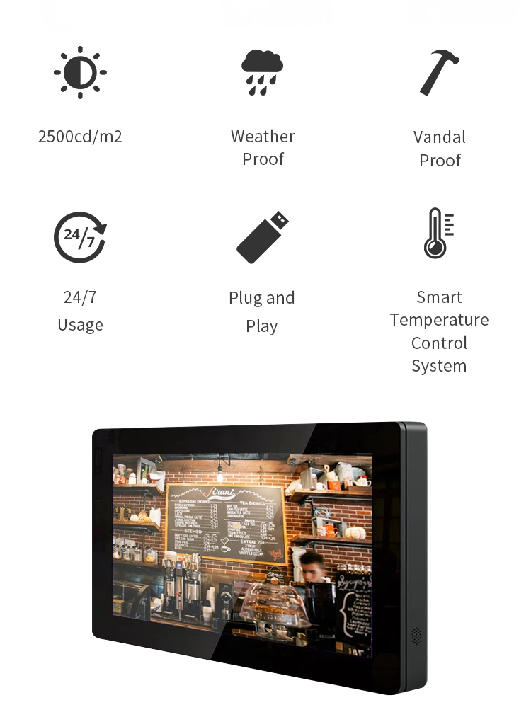 Wall Mount Capacitive Resistive Pcap Touch IPS Panel Poe NFC Quad Core Android Digital Signage