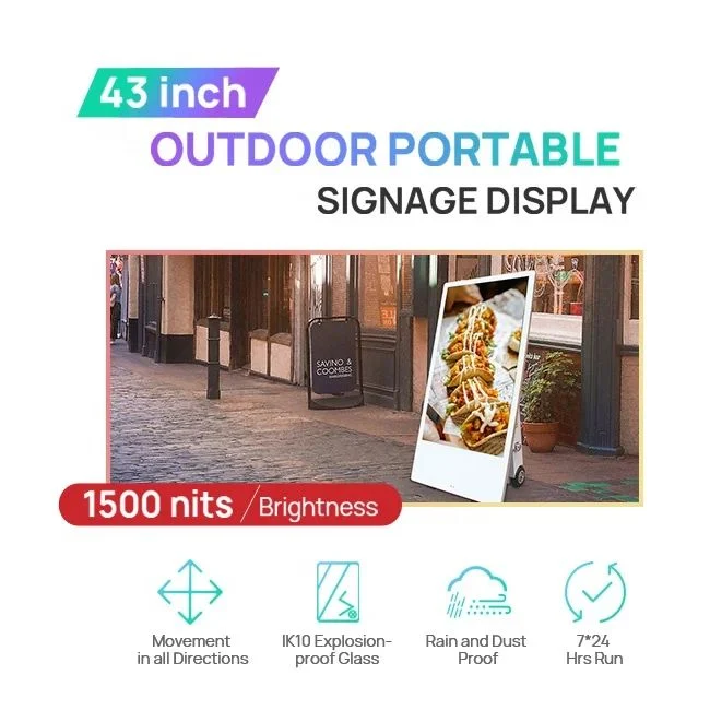 High Brightness Moveable Digital LED Display Advertising LCD Poster Screen