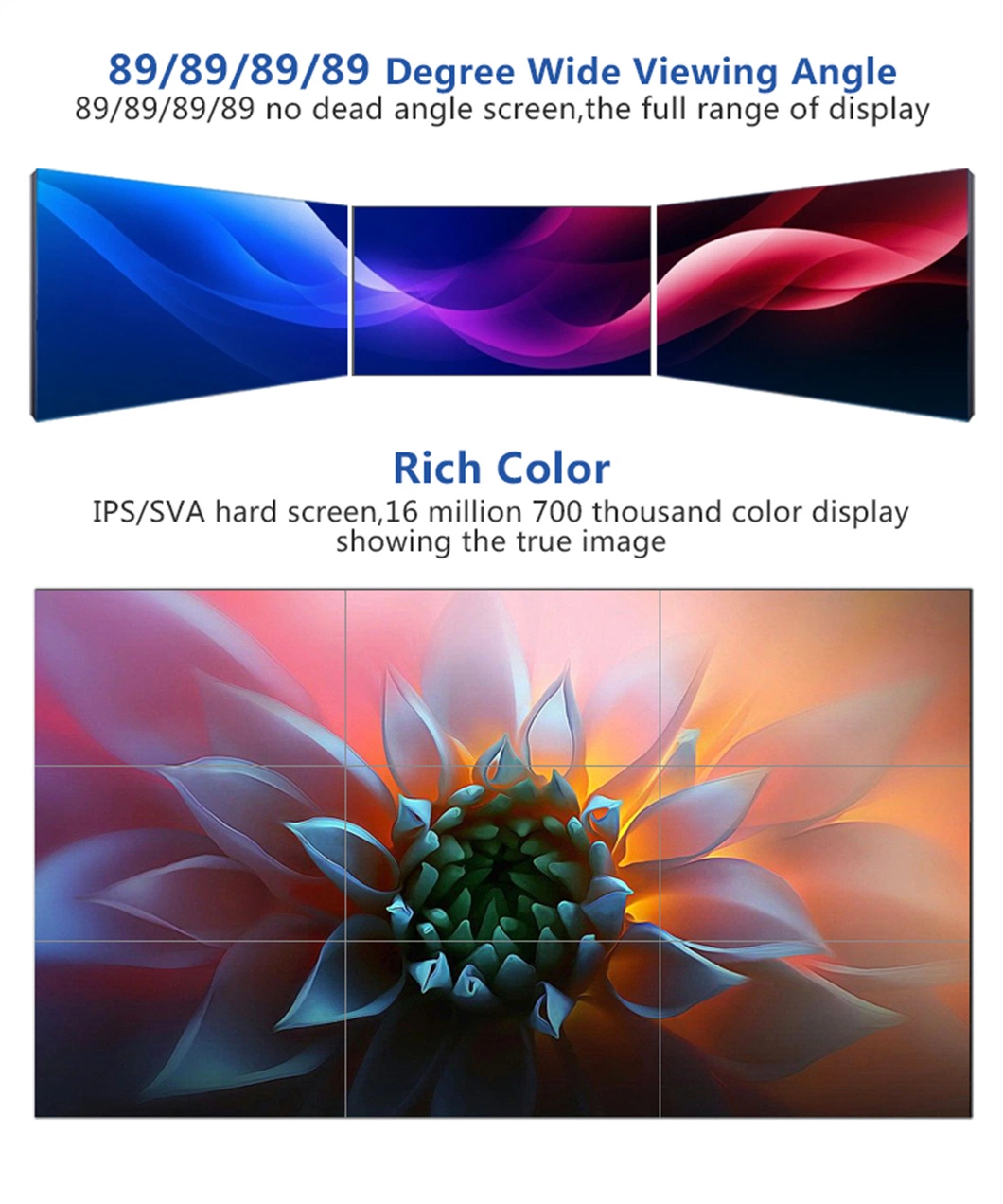 4K FHD Advertising Exhibit LCD Video Wall with High Display Colors Digital Signage Advertising Screen for a Wall Screen Video Wall Digital Signage and Displays