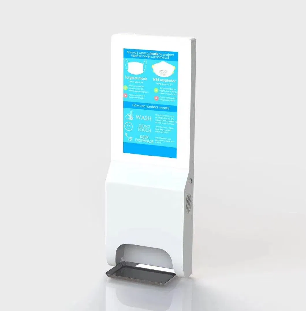 LCD Screen Wall Mounted Touch Screen Digital Signage with Automatic Hand Sanitizer Dispenser