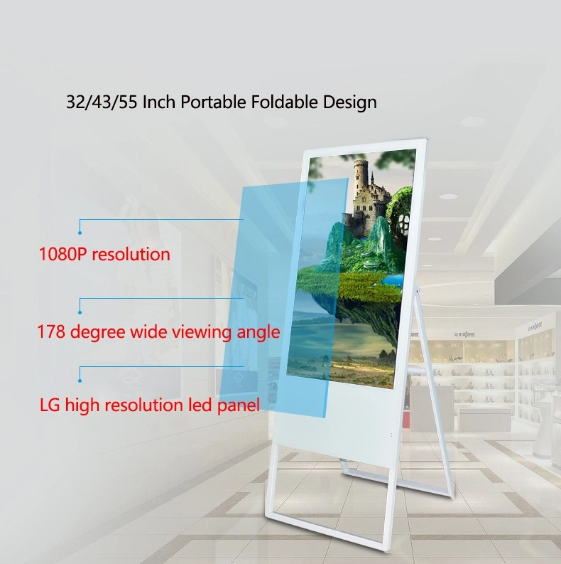 Floor Standing Indoor Screen Foldable Digital Signage Portable Advertising Display