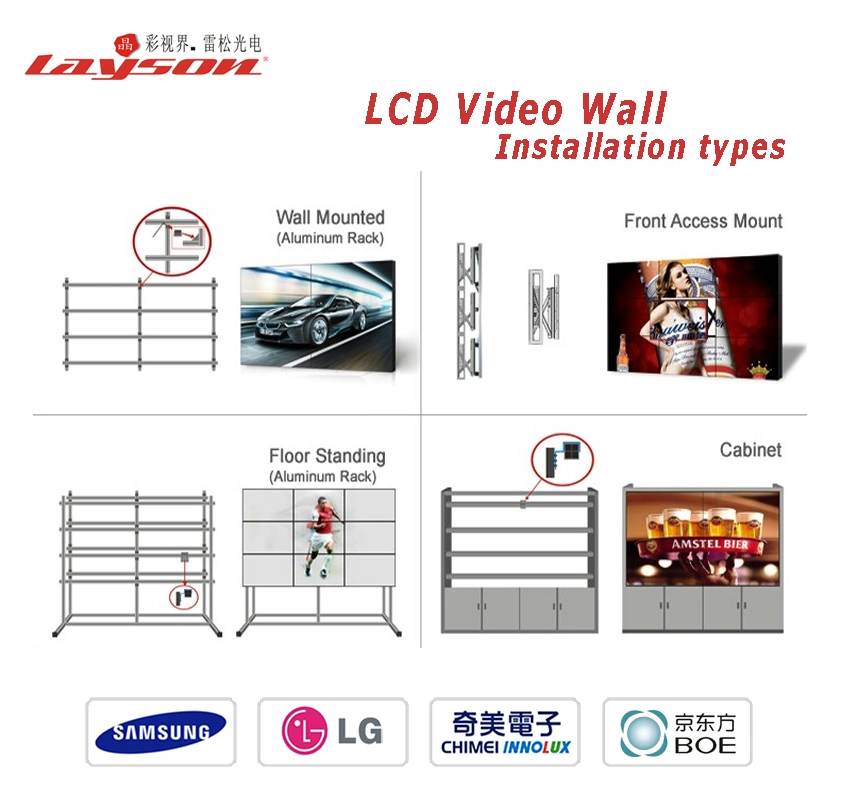 46, 49, 55, 60, 65-Inch Ultra Narrow Bezel LCD Display Video TV Wall Monitor Splicing Screen Controller Advertising Video Wall