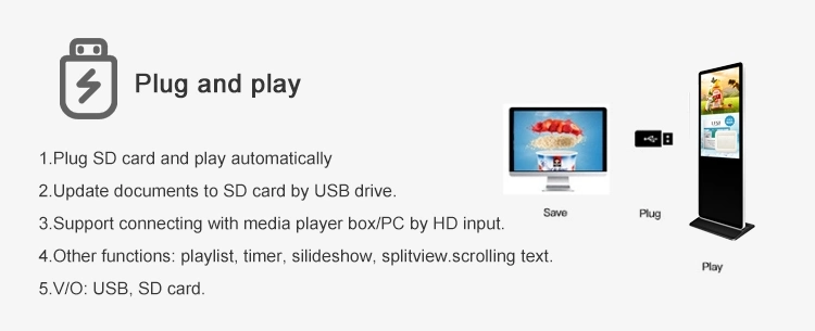 Factory Price 32 43 Inch Floor Standing LCD Display Touch Screen Advertising Player Digital Signage