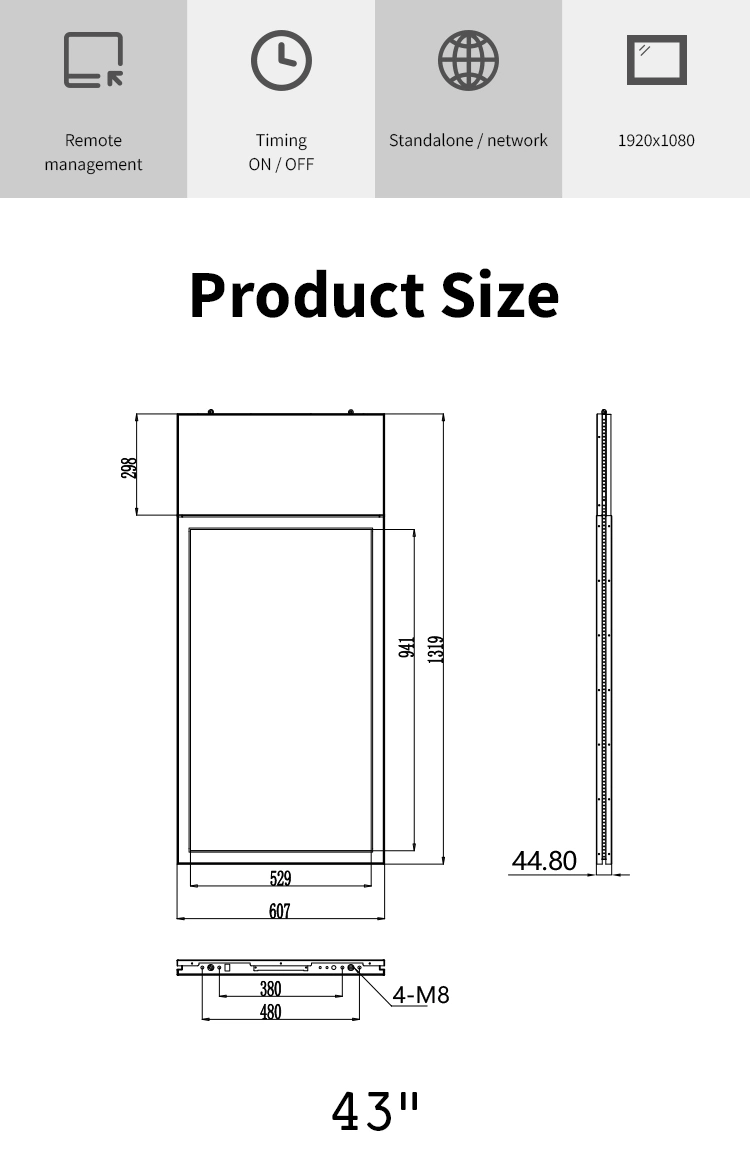 Double Sided Display Screen 43 49 55 65 Inch Ceiling Mount Advertising Touch Screen Player Hanging Double Side Digital Signage