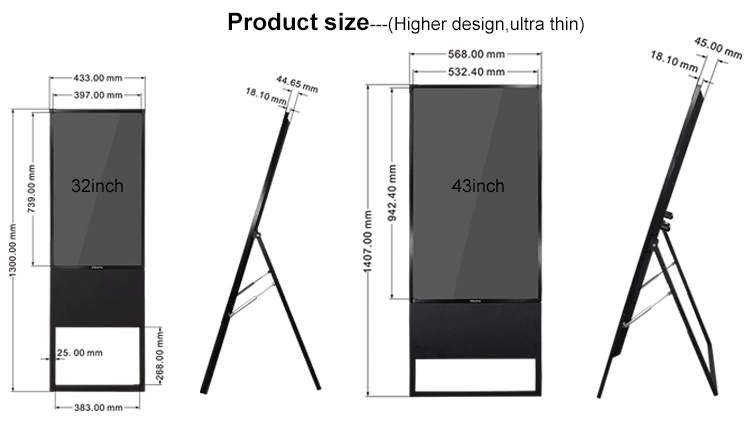 Foldable LCD Screen Display Capacitive Pcap Touch Monitor Network WiFi Ad Player Multimedia Video Advertising Player Digital Signage