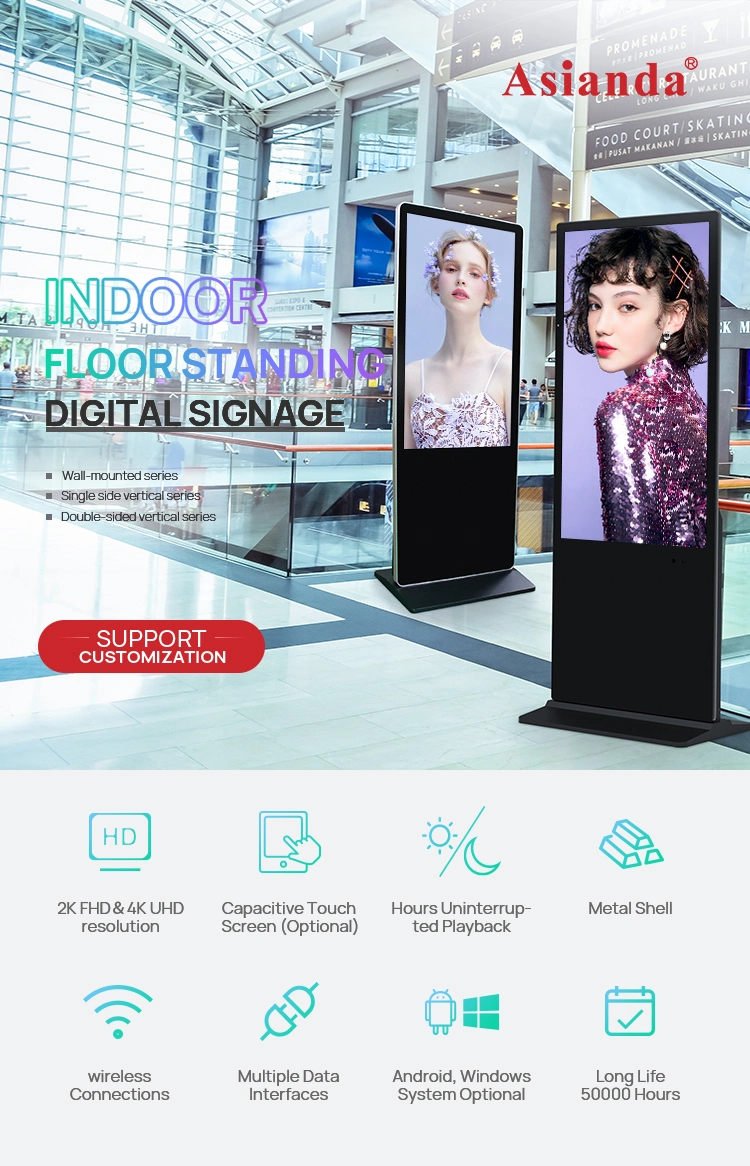 Digital Signage Standalone/ Network E-Poster Moveable LCD Advertising Display for Store/ Show Digital Ads