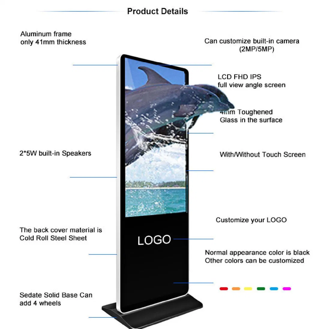 55 Inch LCD Floor Standing Touch Screen Price Digital Totem Advertising Display Digital Signage