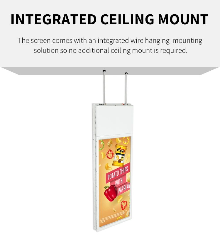 Double Sided Display Screen 43 49 55 65 Inch Ceiling Mount Advertising Touch Screen Player Hanging Double Side Digital Signage