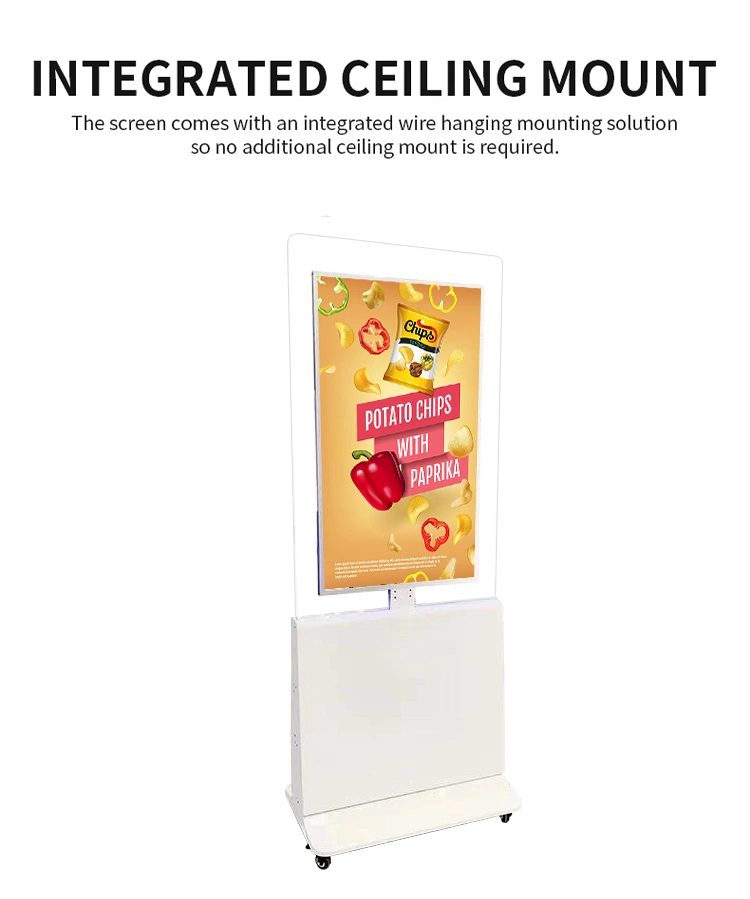 Double Sided Display Screen 43 49 55 65 Inch Ceiling Mount Advertising Touch Screen Player Hanging Double Side Digital Signage