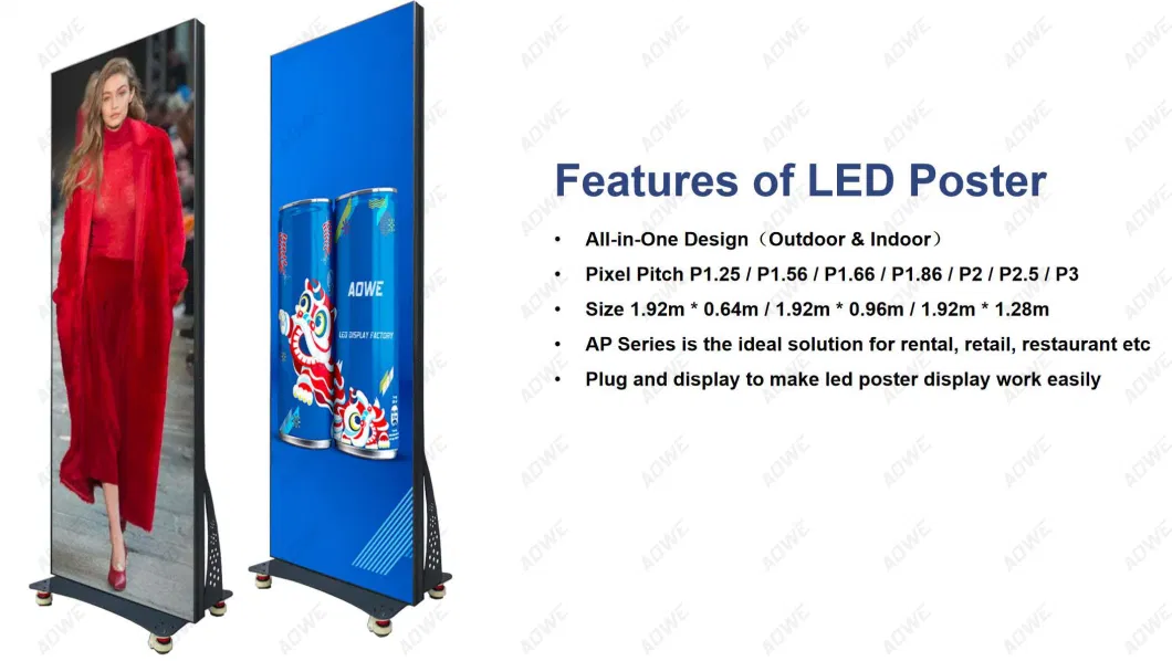 Wholesale Digital Signage Outdoor Indoor Poster P1.9 P2 P2.5 P3 P4 Digital LED Poster LED Banner