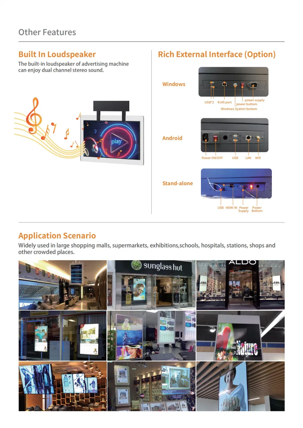 Hanging LCD Advertising Double Screen Window Display Signage and Displays Digital Menu Board