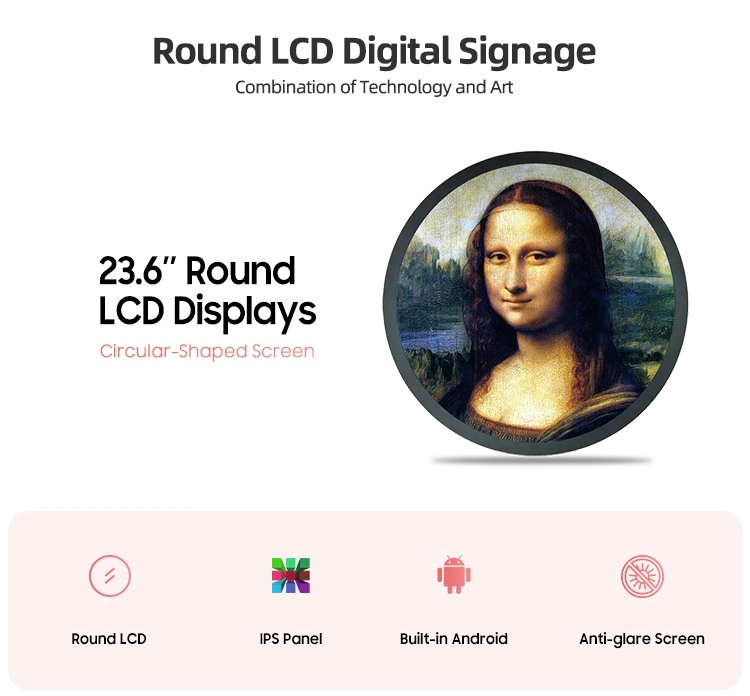 Kingone Round LCD Screen Wholesale 23.6 Inch Circle LCD Display IPS Touch Screen Digital Signage