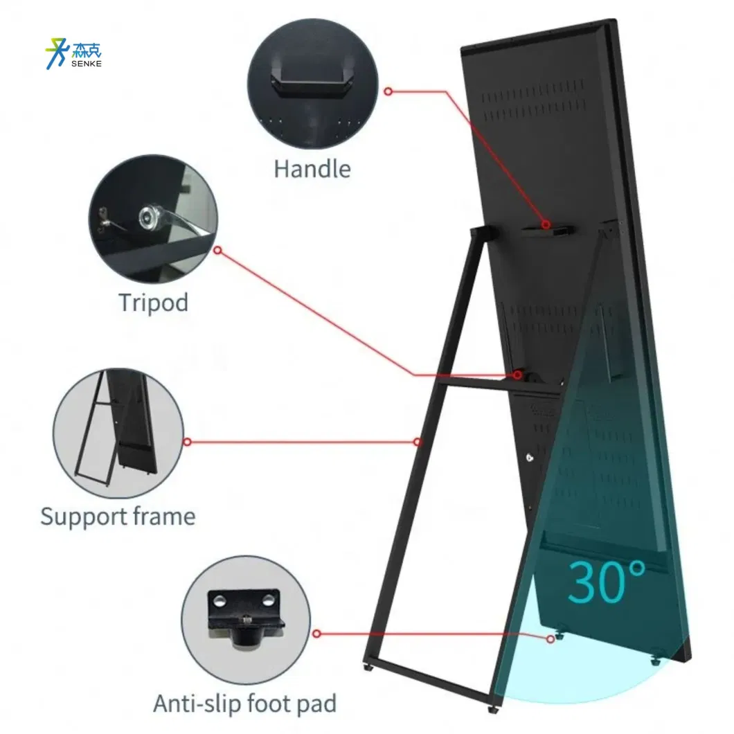 Senke Foldable Portable Free Stand Digital Floor Signage 43inch Outdoor Floor Standing Digital Signage