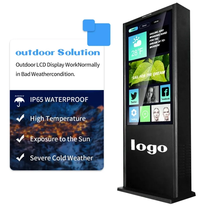 65 75 86 100 Inch Vertical Touch Screen TV Waterproof IP65 LCD Advertising Player Display Outdoor Digital Signage