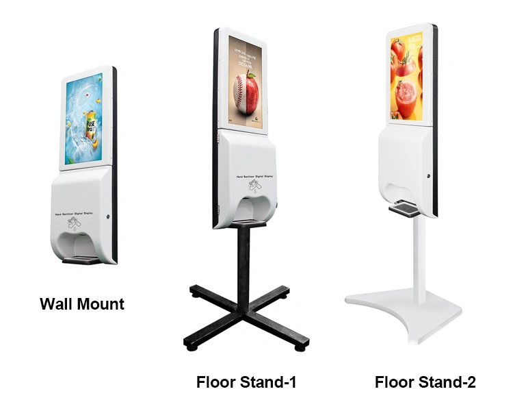 Free Standing 21.5&prime;&prime; LCD Digital Signage with Automatic Hand Sanitizer Dispenser Sensors Gel/Soap/Foam Spray Kiosk