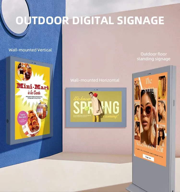 Outdoor Digital Signage Solutions 32 43 55 65 Inch Wall Mounted Digital Signage Advertising Display 2K 4K LCD Digital Menu Boards