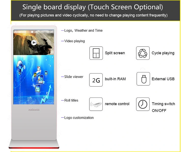 43 Inch Indoor WiFi 1080P HD Floor Stand LCD/LED Advertising Digital Signage Screen for Sale