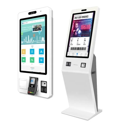 Máquina expendedora de pago de facturas con pantalla táctil de autoservicio, quiosco interactivo de señalización digital con pantalla LCD para publicidad y kiosco de información interactivo.