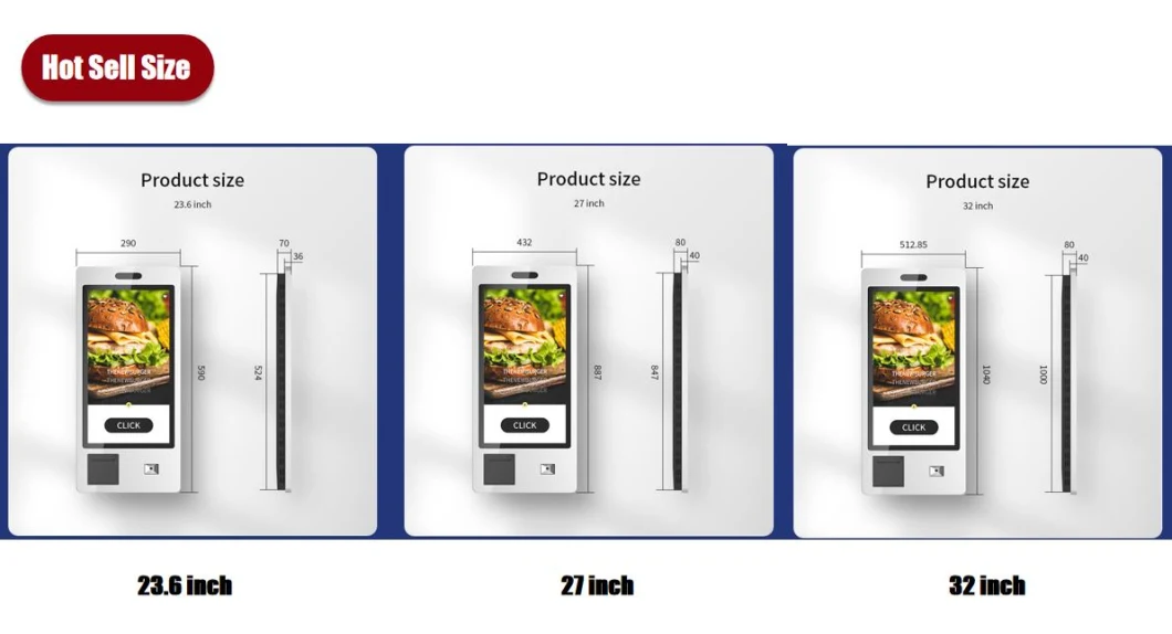 Touch Screen Display Food Ordering System 32 Inch Self-Service Restaurant Payment Kiosk