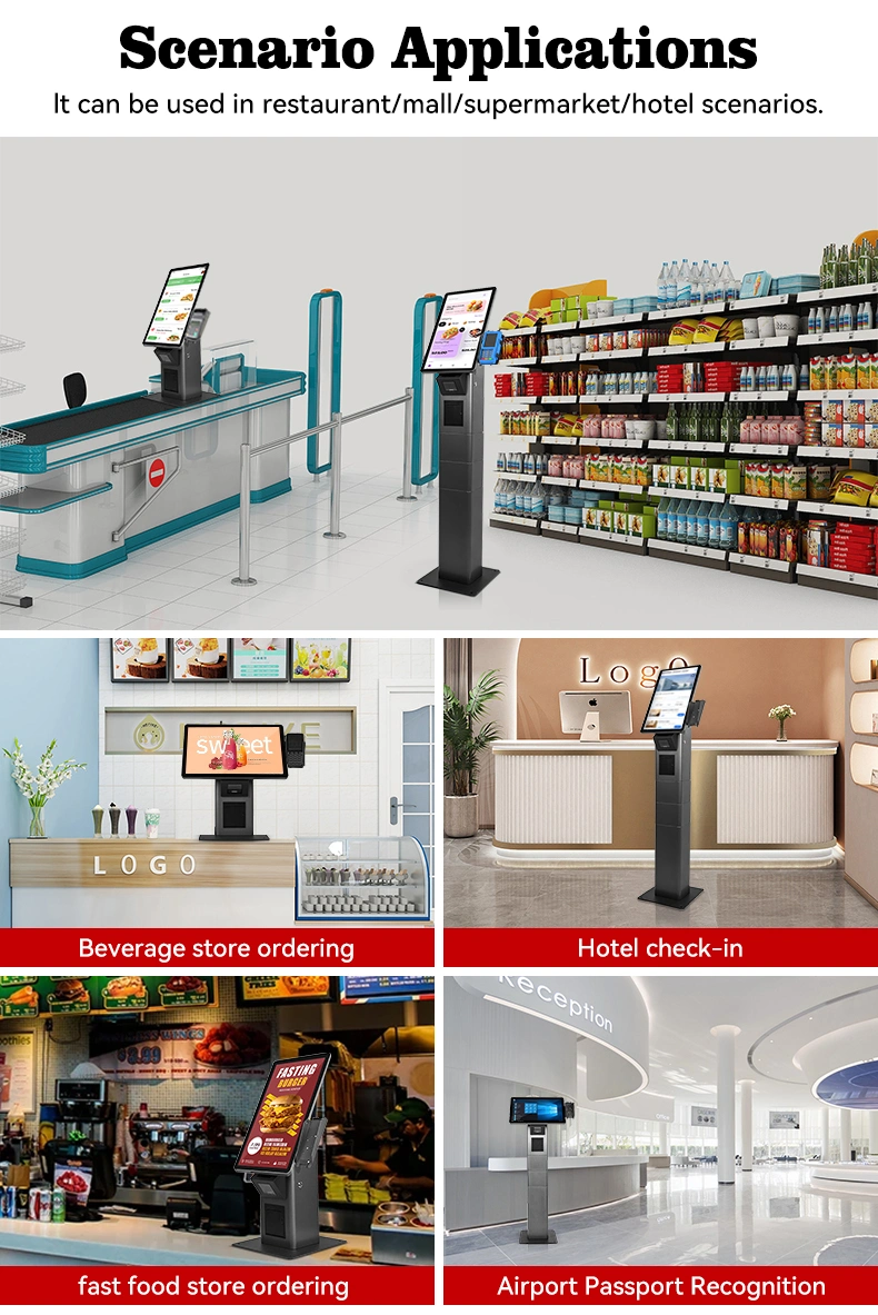 Multimedia Intelligent Electronic Fast Food Restaurant 21.5&quot; All in One Self-Order Kiosk