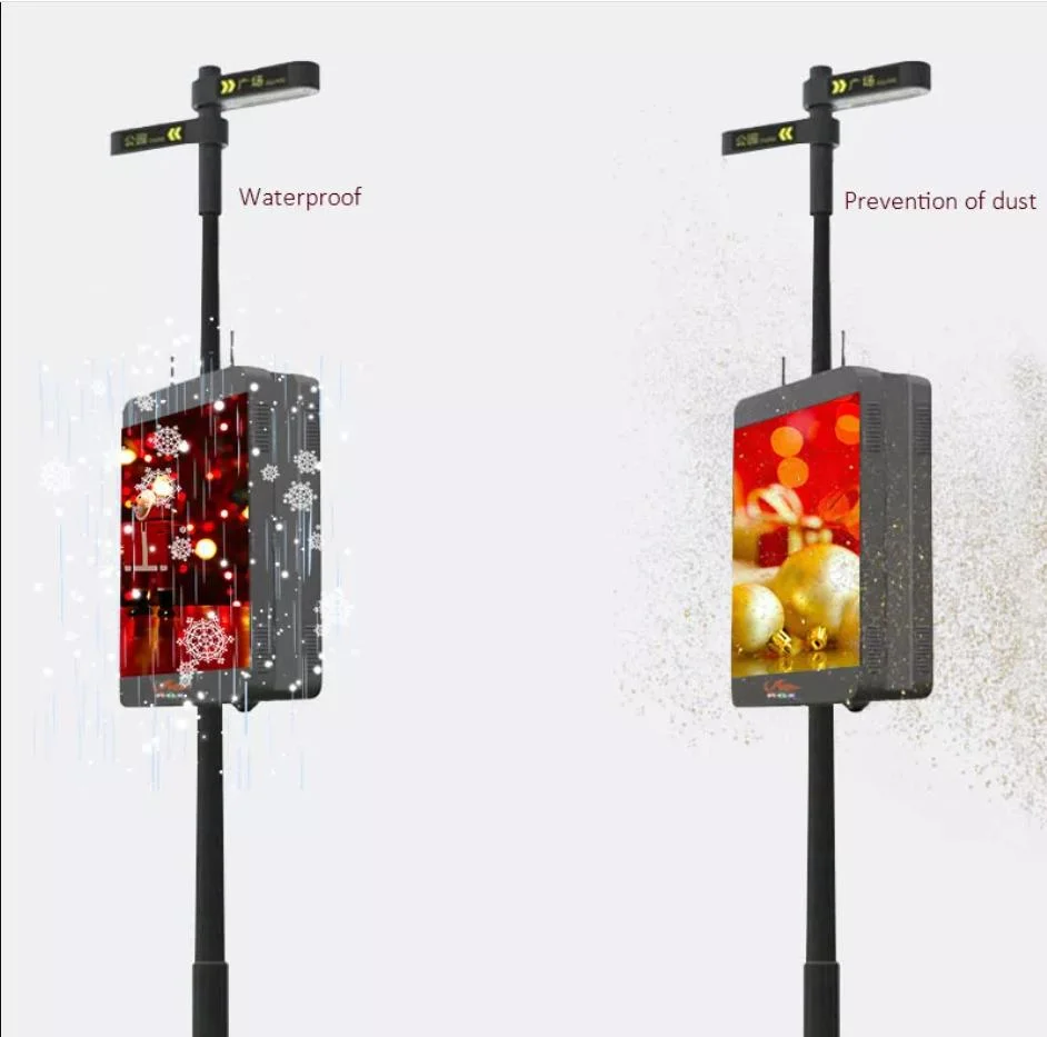 P 4 Outdoor Waterproof Lamppost Road Pillar Digital Signage Sign Street Light Lamp Pole Post LED Display Screen for Advertising