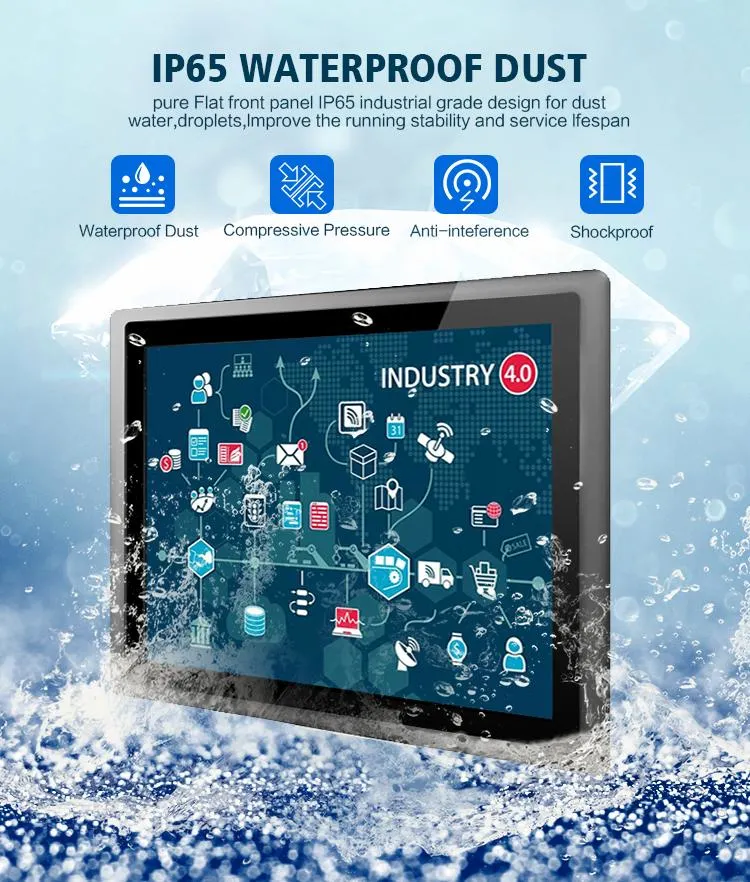 21.5 Inch Full HD Industrial Computer Panel PC Aluminum I3 I5 Capacitive Touch Screen Kiosk with RS232 Embedded Wall Mount