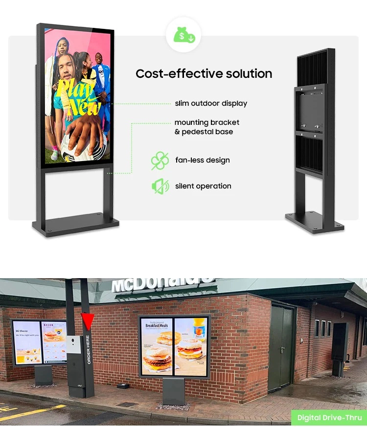 Drivethru 65 Inch Outdoor LED Message Smart Digital LCD Display Menu Sign Board