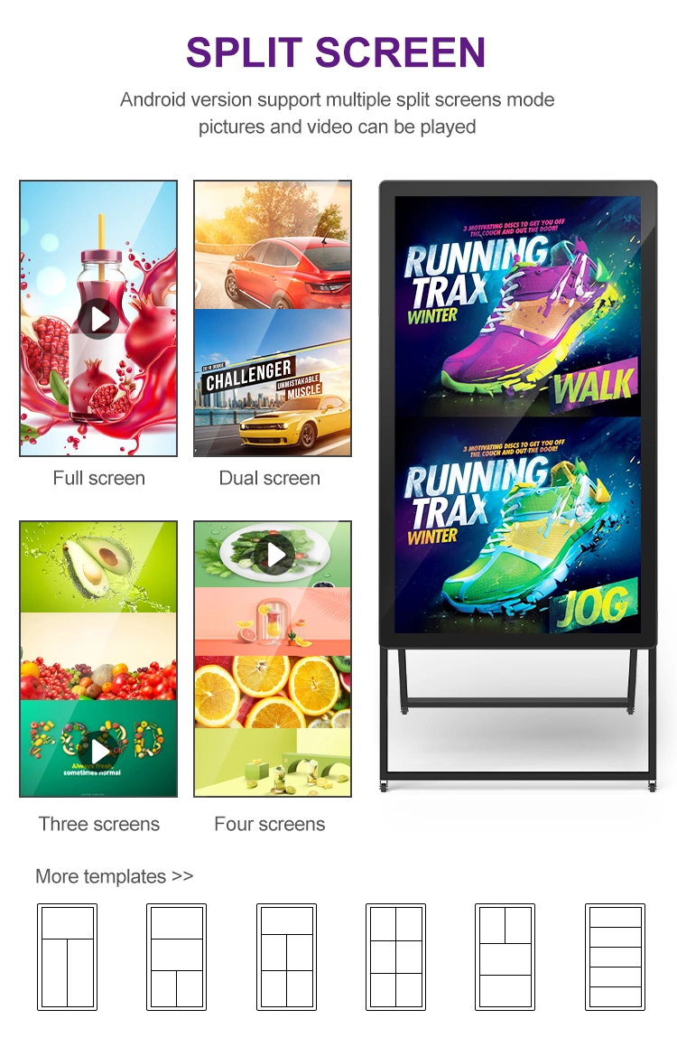 Advertising Kiosk Touch LCD Display Screen Video Wall Mounted Digital Signage with Stand