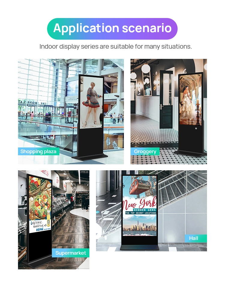 75 Inch Advertising Equipments Indoor Wayfinding Floor Standing Digital Signage