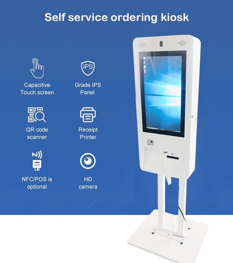 Restaurant Self Service Ordering Kiosk with 23.6 Inch Curved Touch Screen