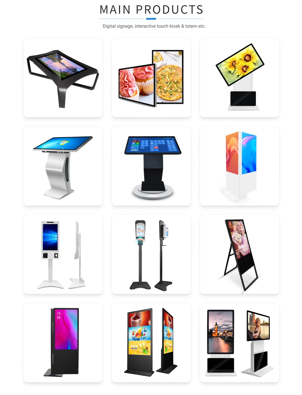 32/43/49/55 Inch Horizontal Type Touch Screen All in One Machine Kiosk Interactive Display Player Digital Signage Display