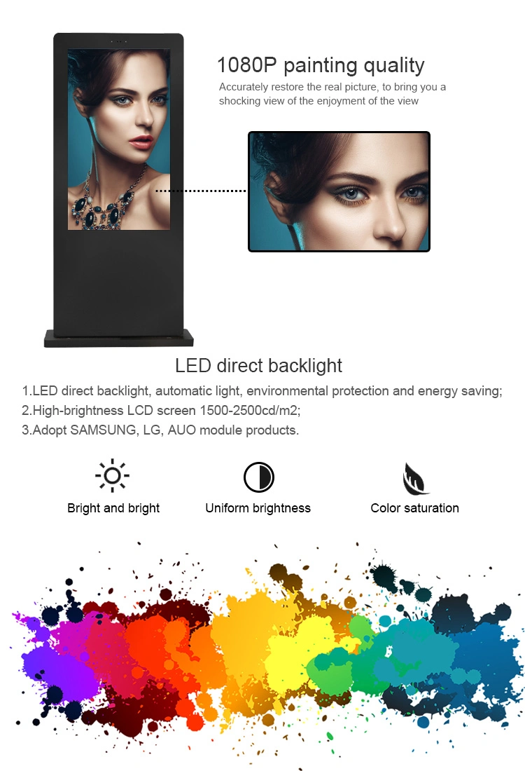 OEM 32 43 Inch Capacitive Touch Kiosk Totem Double Side Solar Outdoor Monitor Ad Screen and LCD Display Outdoor Digital Signage